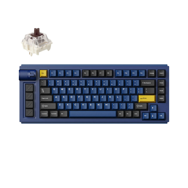 Lemokey L1 QMK/VIA Wireless Custom Gaming Keyboard - Type:Fully Assembled Knob - Color:Navy Blue - Switches:Gateron Jupiter Brown