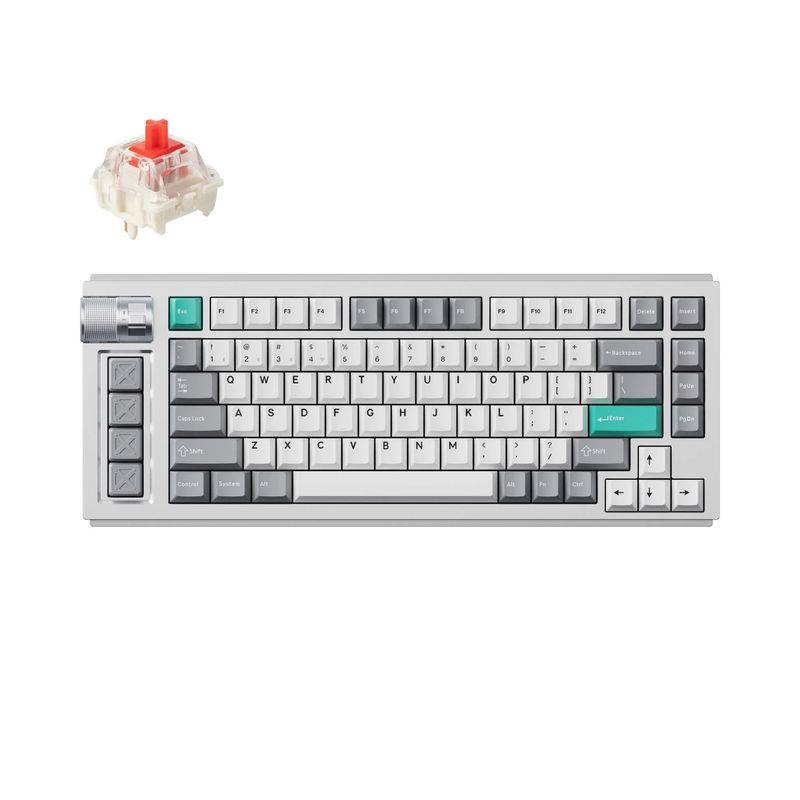 Lemokey L1 QMK/VIA Wireless Custom Gaming Keyboard - Type:Fully Assembled Knob - Color:Space Silver - Switches:Gateron Jupiter Red