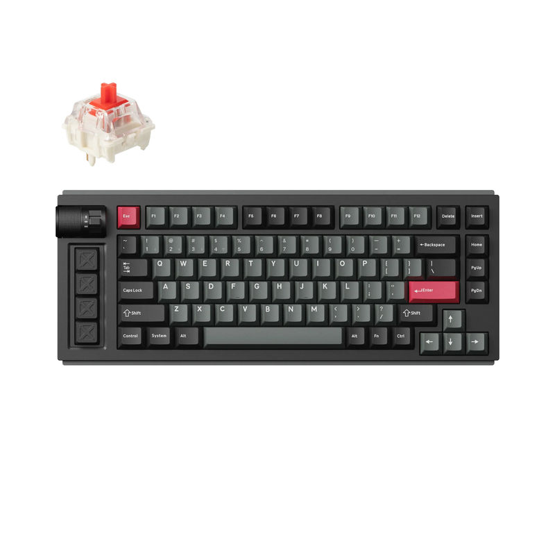 Lemokey L1 QMK/VIA Wireless Custom Gaming Keyboard - Type:Fully Assembled Knob - Color:Carbon Black - Switches:Gateron Jupiter Red