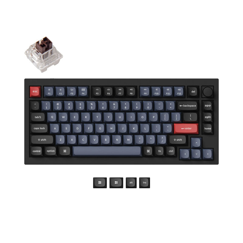 Keychron Q1 QMK Custom Mechanical Keyboard - Version 1 - Type:Fully Assembled Knob - Color:Carbon Black - Switches:Keychron K Pro Brown