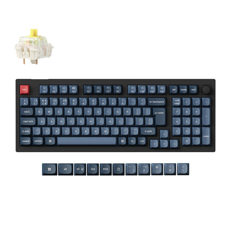 Keychron V5 Max QMK Wireless Custom Mechanical Keyboard ISO Layout Collection - Type:Fully Assembled Knob (Carbon Black) - Layout Version:UK-ISO - Switches:Gateron Jupiter Banana