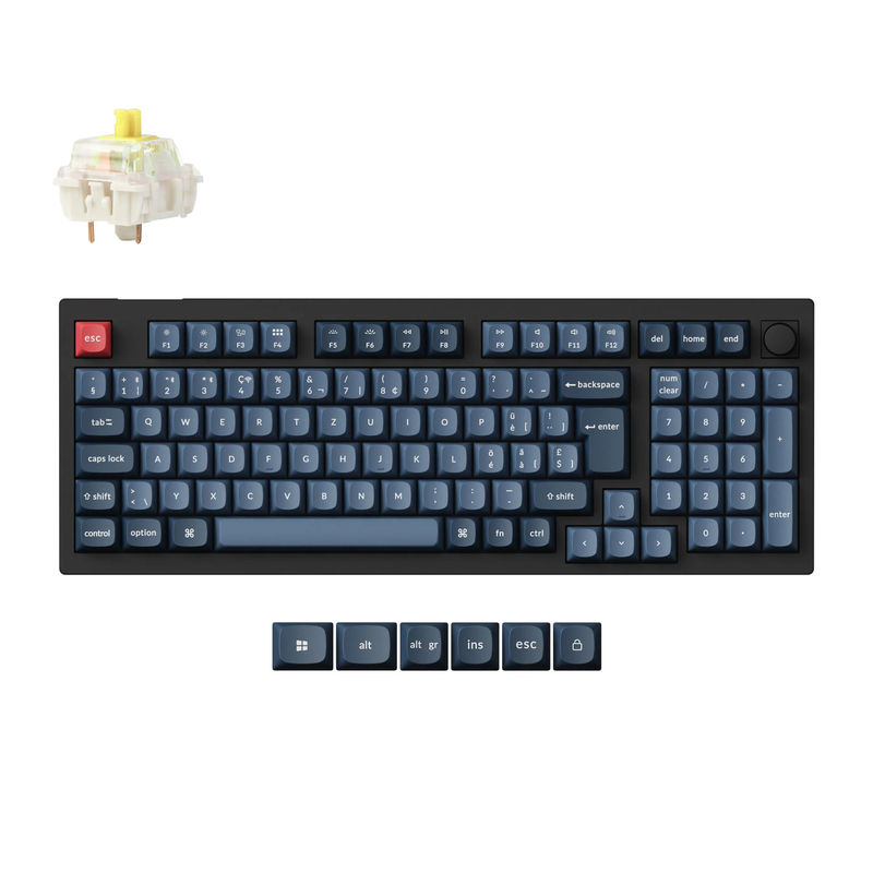 Keychron V5 Max QMK Wireless Custom Mechanical Keyboard ISO Layout Collection - Type:Fully Assembled Knob (Carbon Black) - Layout Version:Swiss-ISO - Switches:Gateron Jupiter Banana