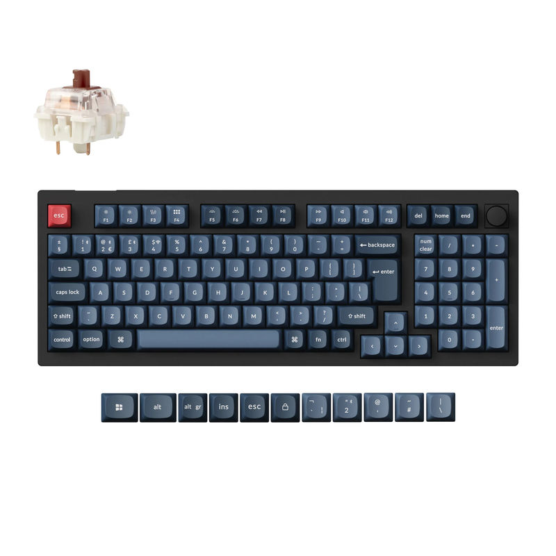 Keychron V5 Max QMK Wireless Custom Mechanical Keyboard ISO Layout Collection - Type:Fully Assembled Knob (Carbon Black) - Layout Version:UK-ISO - Switches:Gateron Jupiter Brown