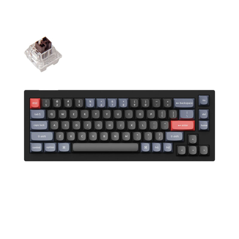 Keychron V2 QMK Custom Mechanical Keyboard - Type:Fully Assembled - Color:Carbon Black (Non-transparent) - Switches:Keychron K Pro Brown