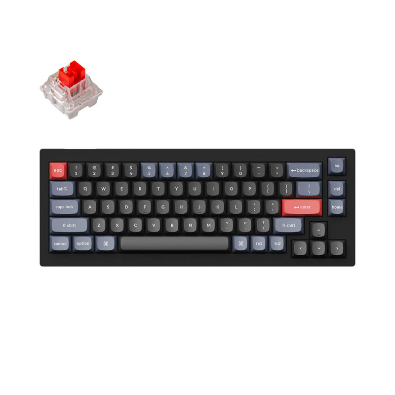 Keychron V2 QMK Custom Mechanical Keyboard - Type:Fully Assembled - Color:Carbon Black (Non-transparent) - Switches:Keychron K Pro Red