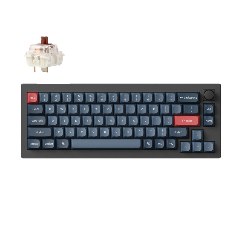Keychron V2 Max QMK/VIA Wireless Custom Mechanical Keyboard - Type:Fully Assembled Knob - Color:Carbon Black - Switches:Gateron Jupiter Brown
