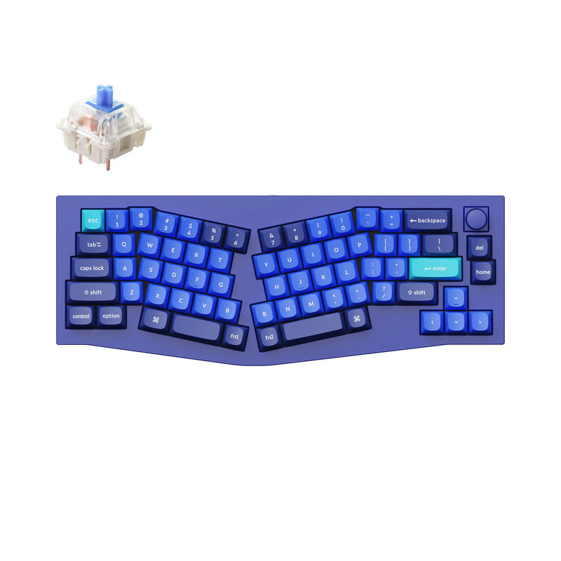 Keychron Q8 (Alice Layout) QMK Custom Mechanical Keyboard - Type:Fully Assembled Knob - Color:Navy Blue - A - Switches:Gateron G Pro Blue