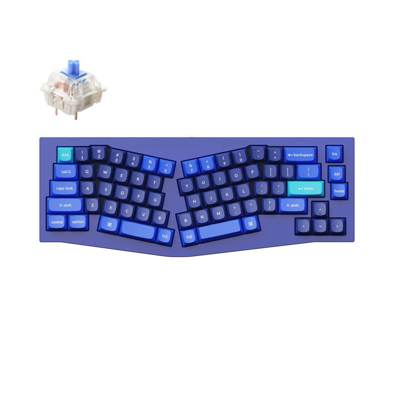 Keychron Q8 (Alice Layout) QMK Custom Mechanical Keyboard - Type:Fully Assembled - Color:Navy Blue - B - Switches:Gateron G Pro Blue