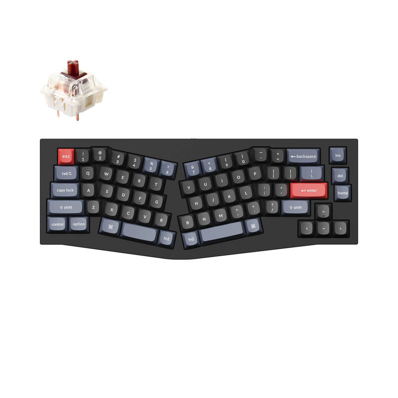 Keychron Q8 (Alice Layout) QMK Custom Mechanical Keyboard - Type:Fully Assembled - Color:Carbon Black - B - Switches:Gateron G Pro Brown