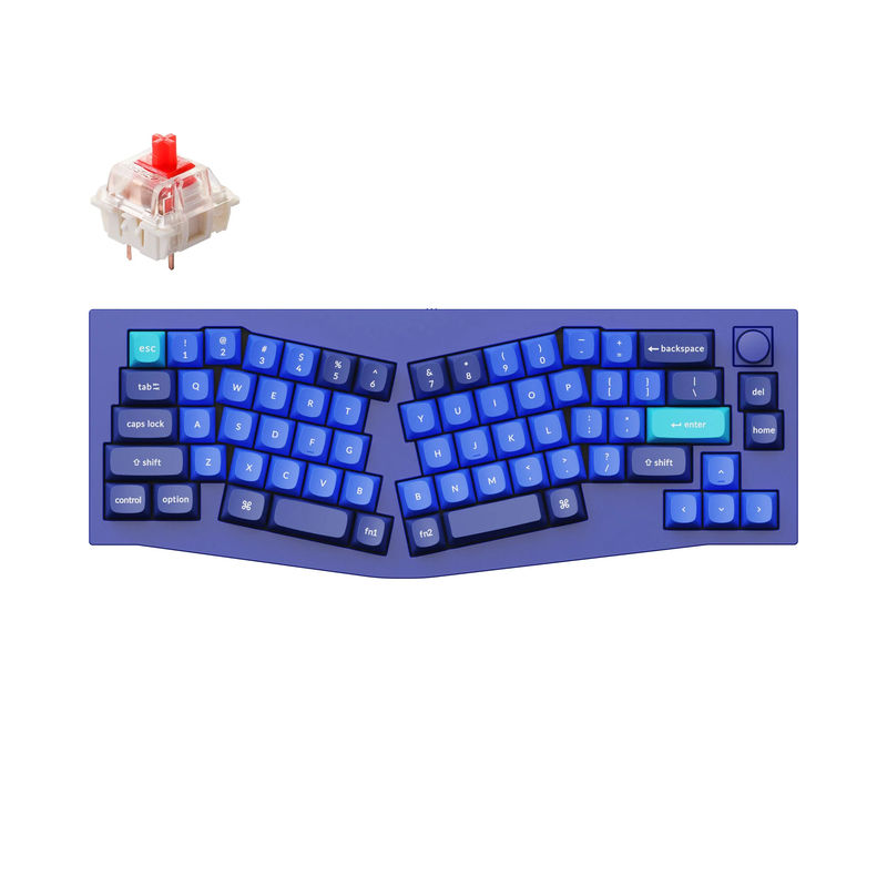 Keychron Q8 (Alice Layout) QMK Custom Mechanical Keyboard - Type:Fully Assembled Knob - Color:Navy Blue - A - Switches:Gateron G Pro Red