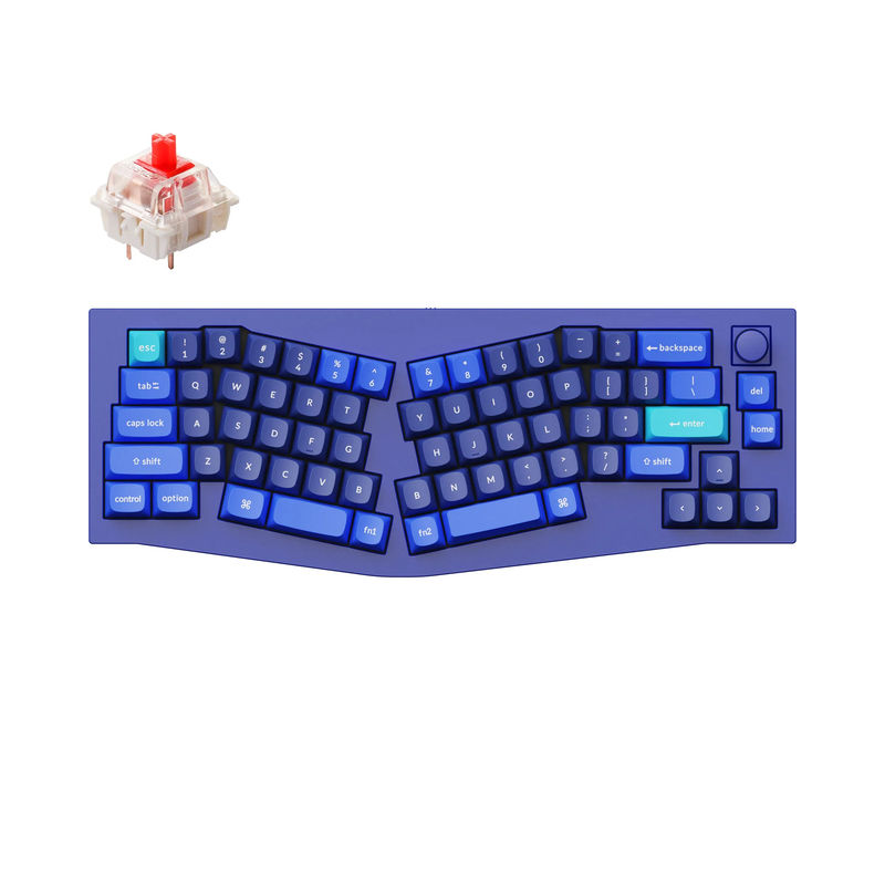 Keychron Q8 (Alice Layout) QMK Custom Mechanical Keyboard - Type:Fully Assembled Knob - Color:Navy Blue - B - Switches:Gateron G Pro Red