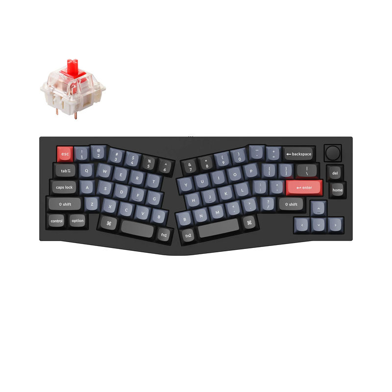 Keychron Q8 (Alice Layout) QMK Custom Mechanical Keyboard - Type:Fully Assembled Knob - Color:Carbon Black - A - Switches:Gateron G Pro Red
