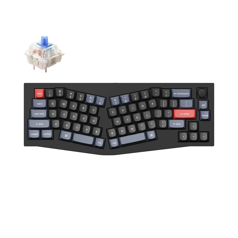 Keychron Q8 (Alice Layout) QMK Custom Mechanical Keyboard - Type:Fully Assembled Knob - Color:Carbon Black - B - Switches:Gateron G Pro Blue