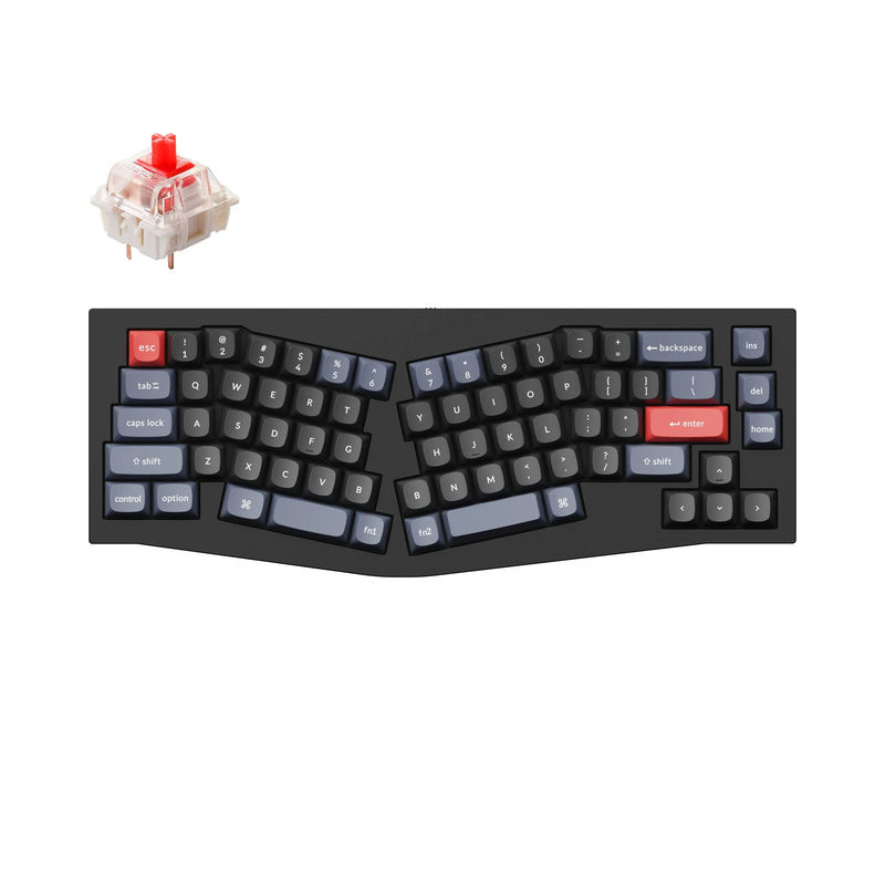 Keychron Q8 (Alice Layout) QMK Custom Mechanical Keyboard - Type:Fully Assembled - Color:Carbon Black - B - Switches:Gateron G Pro Red