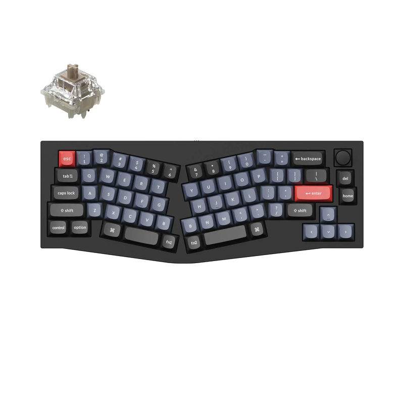 Keychron Q8 (Alice Layout) QMK Custom Mechanical Keyboard - Type:Fully Assembled Knob Special Edition - Color:Carbon Black - A - Switches:Gateron Baby Raccoon