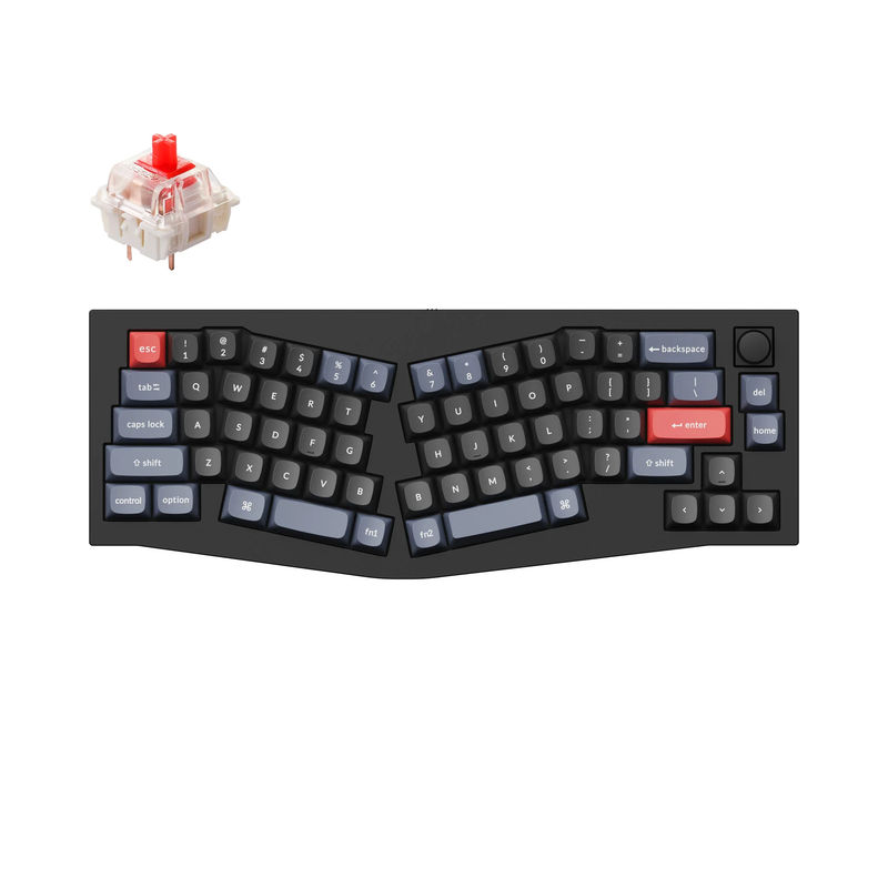 Keychron Q8 (Alice Layout) QMK Custom Mechanical Keyboard - Type:Fully Assembled Knob - Color:Carbon Black - B - Switches:Gateron G Pro Red