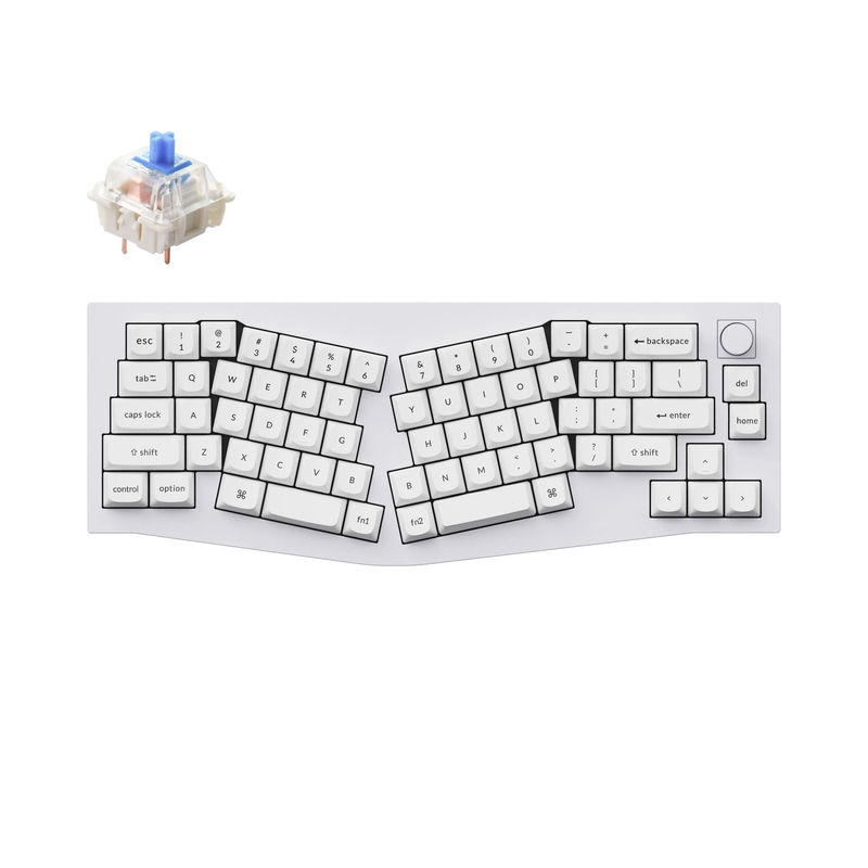 Keychron Q8 (Alice Layout) QMK Custom Mechanical Keyboard - Type:Fully Assembled Knob - Color:Shell White - Switches:Gateron G Pro Blue