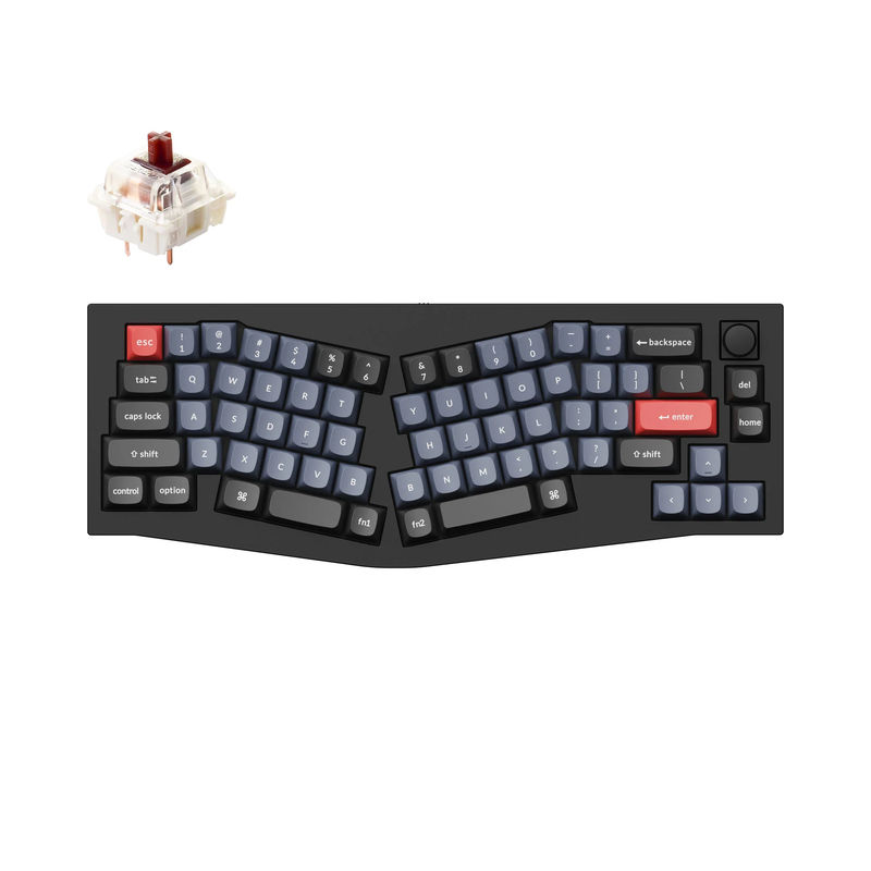 Keychron Q8 (Alice Layout) QMK Custom Mechanical Keyboard - Type:Fully Assembled Knob - Color:Carbon Black - A - Switches:Gateron G Pro Brown