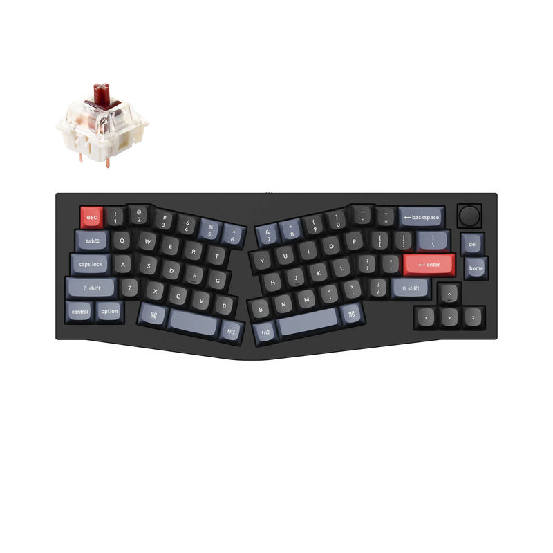 Keychron Q8 (Alice Layout) QMK Custom Mechanical Keyboard - Type:Fully Assembled Knob - Color:Carbon Black - B - Switches:Gateron G Pro Brown