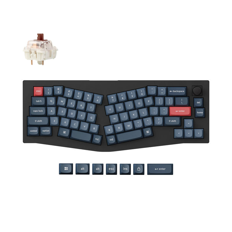 Keychron V8 Max (Alice Layout) QMK Custom Mechanical Keyboard - Type:Fully Assembled Knob - Color:Carbon Black - Switches:Gateron Jupiter Brown