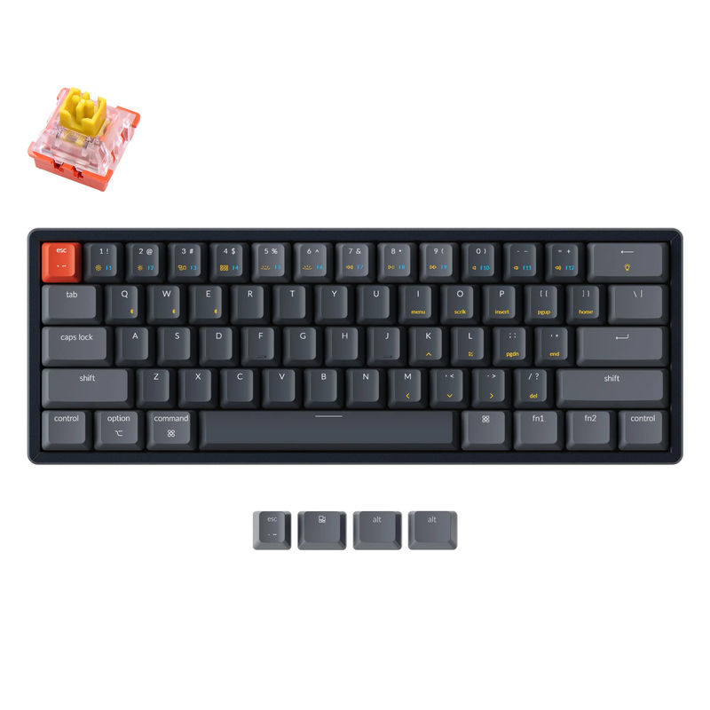 Keychron K12 Wireless Mechanical Keyboard - Version:RGB Backlight Aluminum Frame - Switch Type:Keychron Optical (Hot-swappable) - Switch Option:Banana