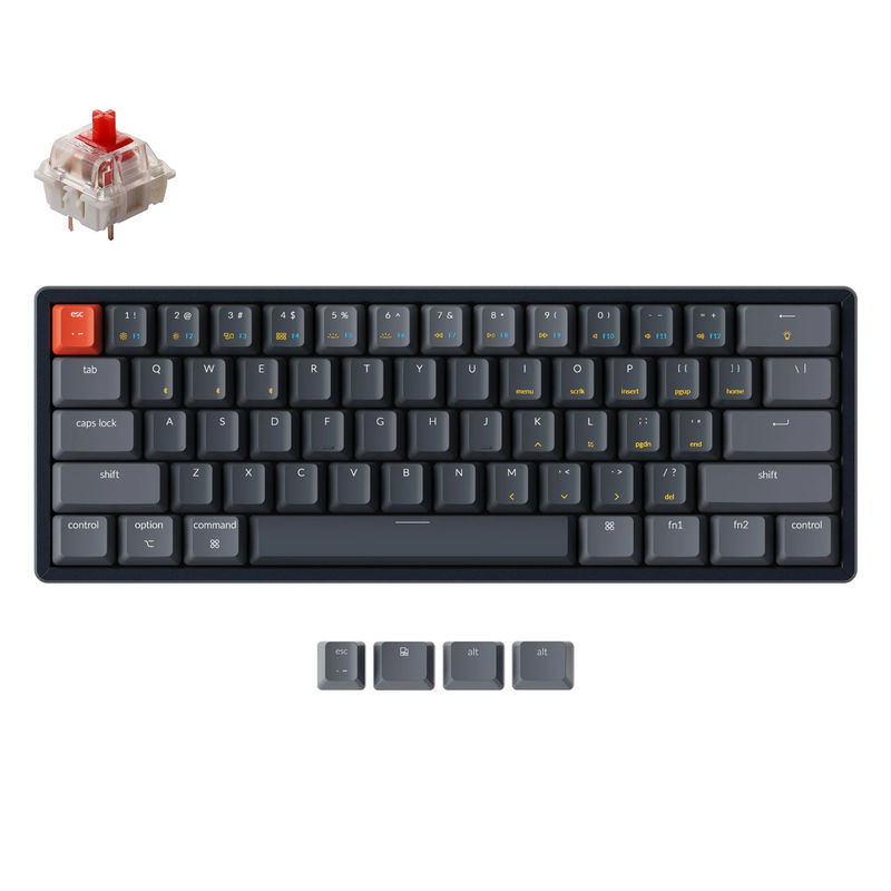 Keychron K12 Wireless Mechanical Keyboard - Version:RGB Backlight Aluminum Frame - Switch Type:Gateron G Pro Mechanical - Switch Option:Red