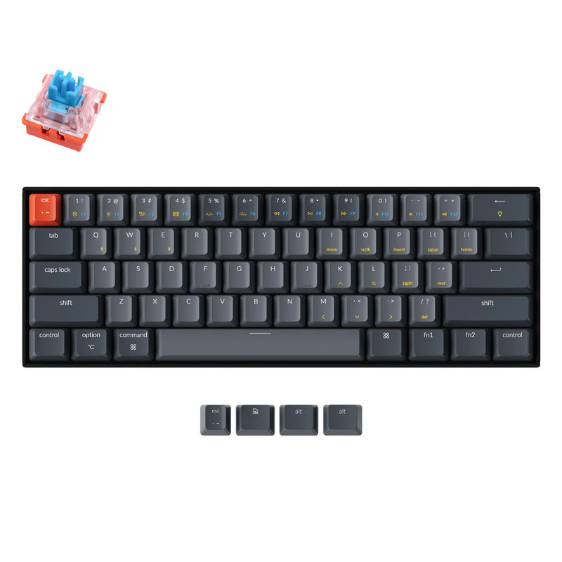 Keychron K12 Wireless Mechanical Keyboard - Version:RGB Backlight - Switch Type:Keychron Optical (Hot-swappable) - Switch Option:Blue