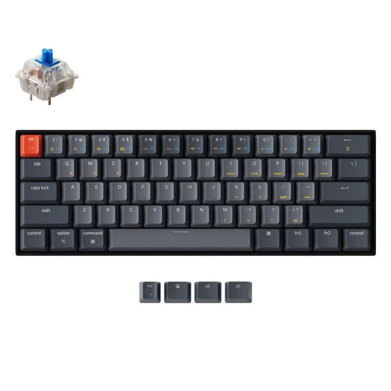 Keychron K12 Wireless Mechanical Keyboard - Version:RGB Backlight - Switch Type:Gateron G Pro Mechanical (Hot-Swappable) - Switch Option:Blue