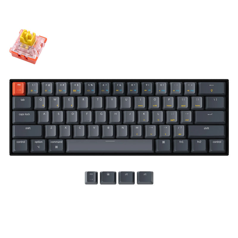 Keychron K12 Wireless Mechanical Keyboard - Version:RGB Backlight - Switch Type:Keychron Optical (Hot-swappable) - Switch Option:Banana
