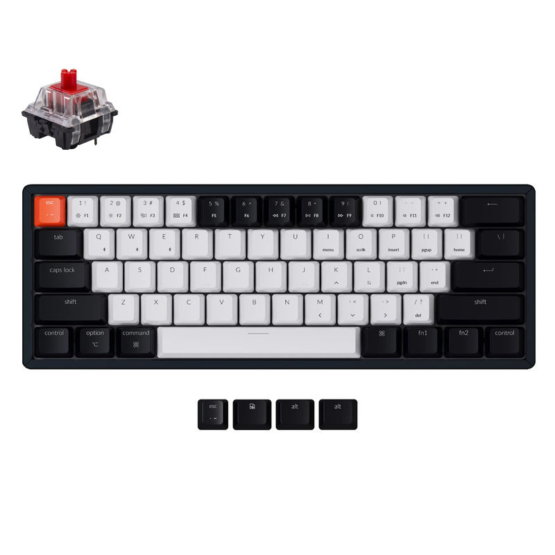 Keychron K12 Wireless Mechanical Keyboard - Version:Non-Backlight Aluminum Frame - Switch Type:Keychron Mechanical - Switch Option:Red