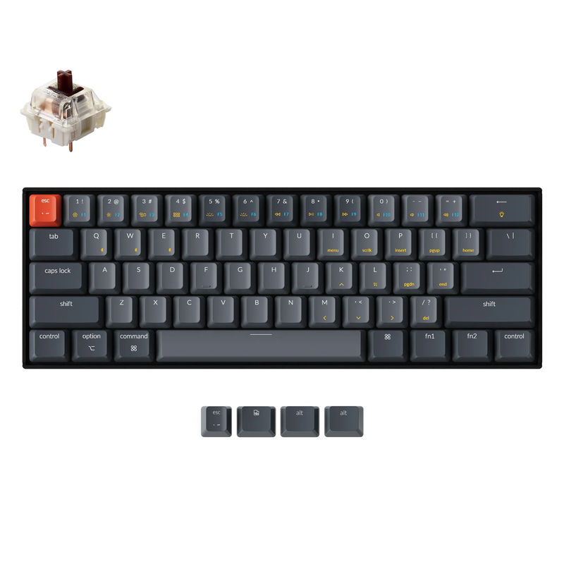 Keychron K12 Wireless Mechanical Keyboard - Version:RGB Backlight - Switch Type:Gateron G Pro Mechanical (Hot-Swappable) - Switch Option:Brown