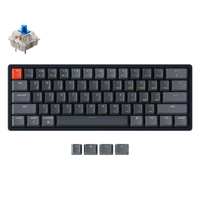 Keychron K12 Wireless Mechanical Keyboard - Version:RGB Backlight Aluminum Frame - Switch Type:Gateron G Pro Mechanical - Switch Option:Blue