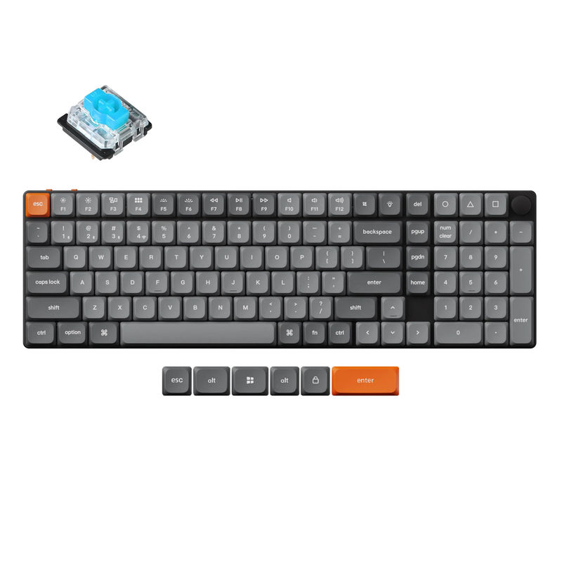 Keychron K17 Max QMK Wireless Custom Mechanical Keyboard - Version:RGB Backlight - Switch Type:Low Profile Gateron Mechanical - Switch Option:Blue