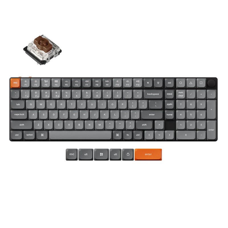 Keychron K17 Max QMK Wireless Custom Mechanical Keyboard - Version:RGB Backlight - Switch Type:Low Profile Gateron Mechanical - Switch Option:Brown