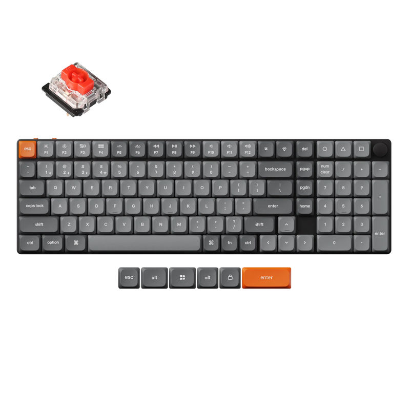 Keychron K17 Max QMK Wireless Custom Mechanical Keyboard - Version:RGB Backlight - Switch Type:Low Profile Gateron Mechanical - Switch Option:Red