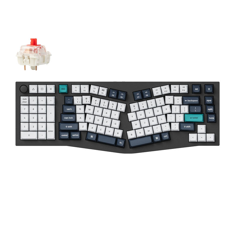 Keychron Q14 Max (Alice Layout) QMK Wireless Custom Mechanical Keyboard - Type:Fully Assembled Knob - Color:Carbon Black - Switches:Gateron Jupiter Red