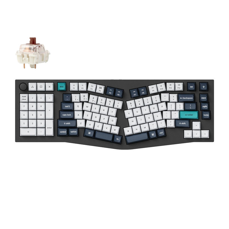 Keychron Q14 Max (Alice Layout) QMK Wireless Custom Mechanical Keyboard - Type:Fully Assembled Knob - Color:Carbon Black - Switches:Gateron Jupiter Brown