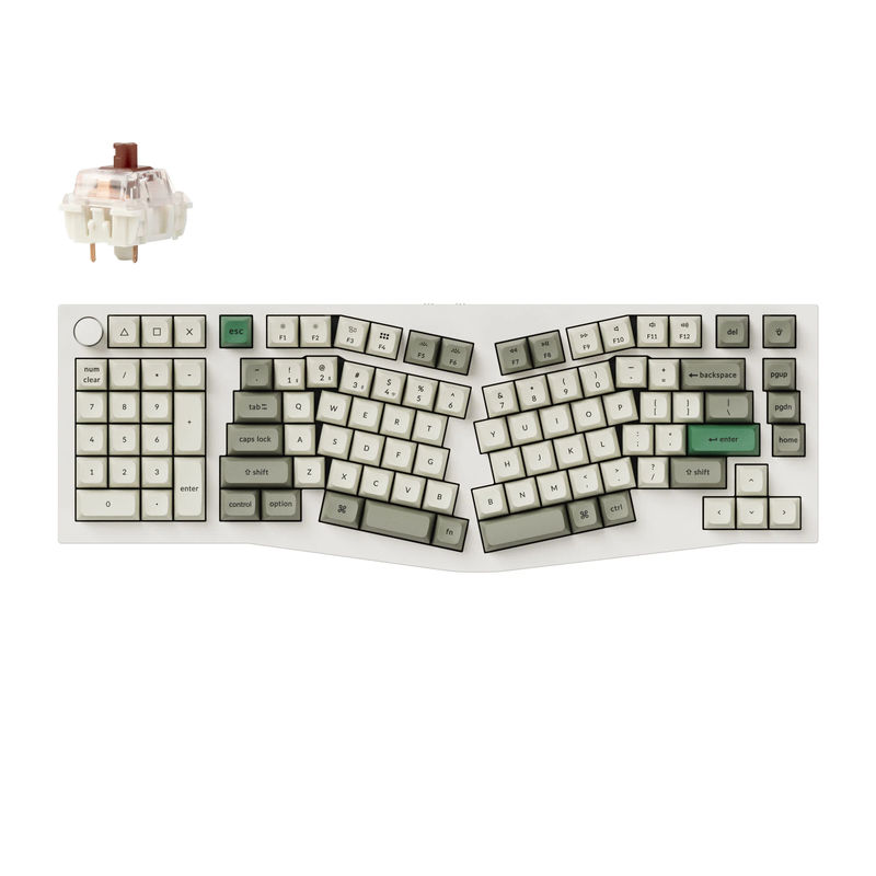 Keychron Q14 Max (Alice Layout) QMK Wireless Custom Mechanical Keyboard - Type:Fully Assembled Knob - Color:Shell White - Switches:Gateron Jupiter Brown