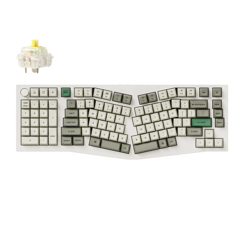 Keychron Q14 Max (Alice Layout) QMK Wireless Custom Mechanical Keyboard - Type:Fully Assembled Knob - Color:Shell White - Switches:Gateron Jupiter Banana