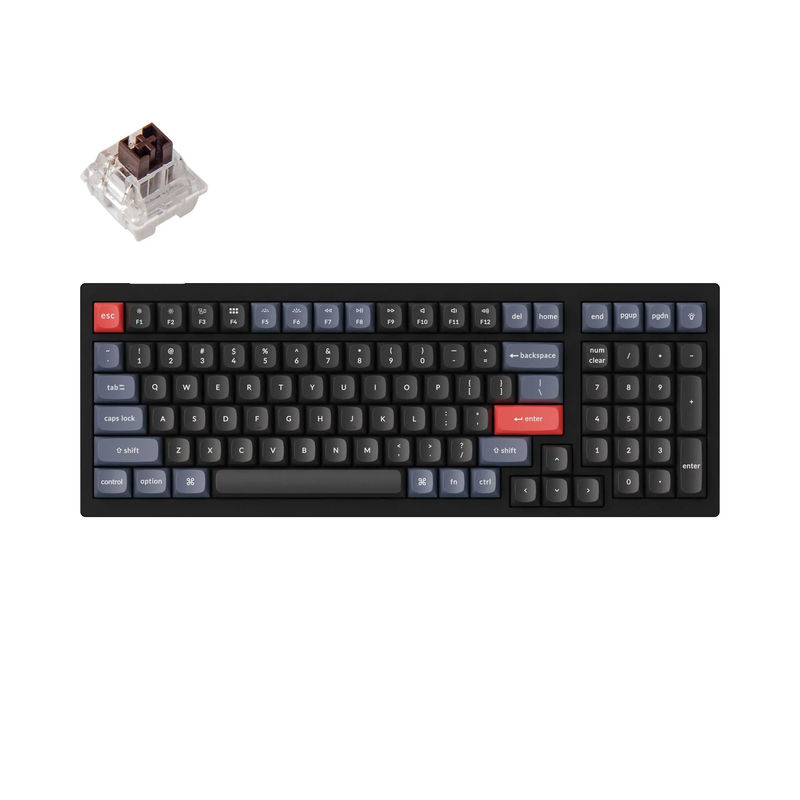 Keychron V5 QMK Custom Mechanical Keyboard - Type:Fully Assembled - Color:Carbon Black (Non-transparent) - Switches:Keychron K Pro Brown