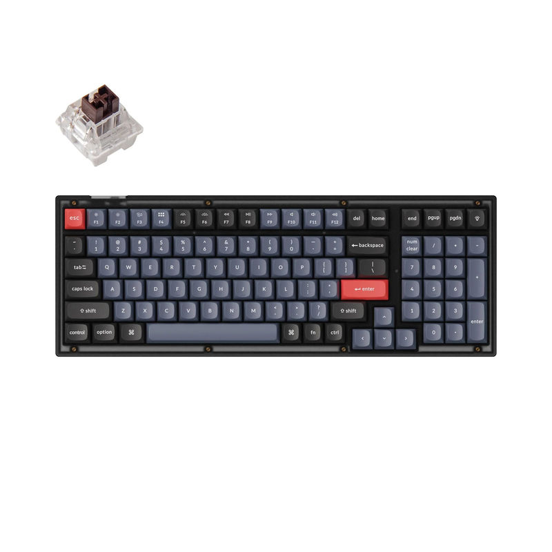Keychron V5 QMK Custom Mechanical Keyboard - Type:Fully Assembled - Color:Frosted Black (Translucent) - Switches:Keychron K Pro Brown