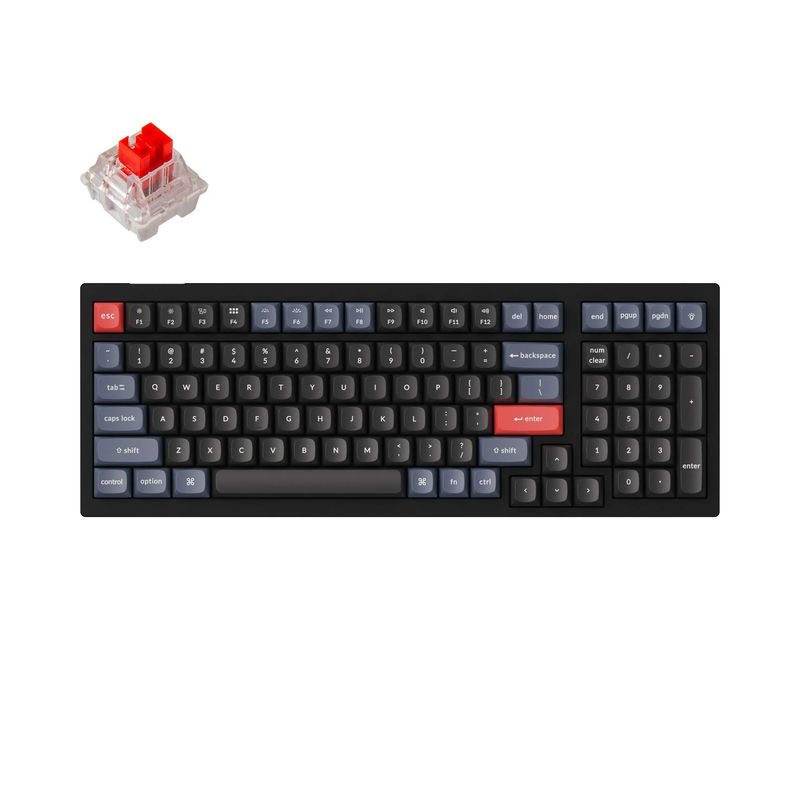 Keychron V5 QMK Custom Mechanical Keyboard - Type:Fully Assembled - Color:Carbon Black (Non-transparent) - Switches:Keychron K Pro Red