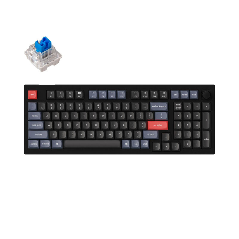 Keychron V5 QMK Custom Mechanical Keyboard - Type:Fully Assembled Knob - Color:Carbon Black (Non-transparent) - Switches:Keychron K Pro Blue