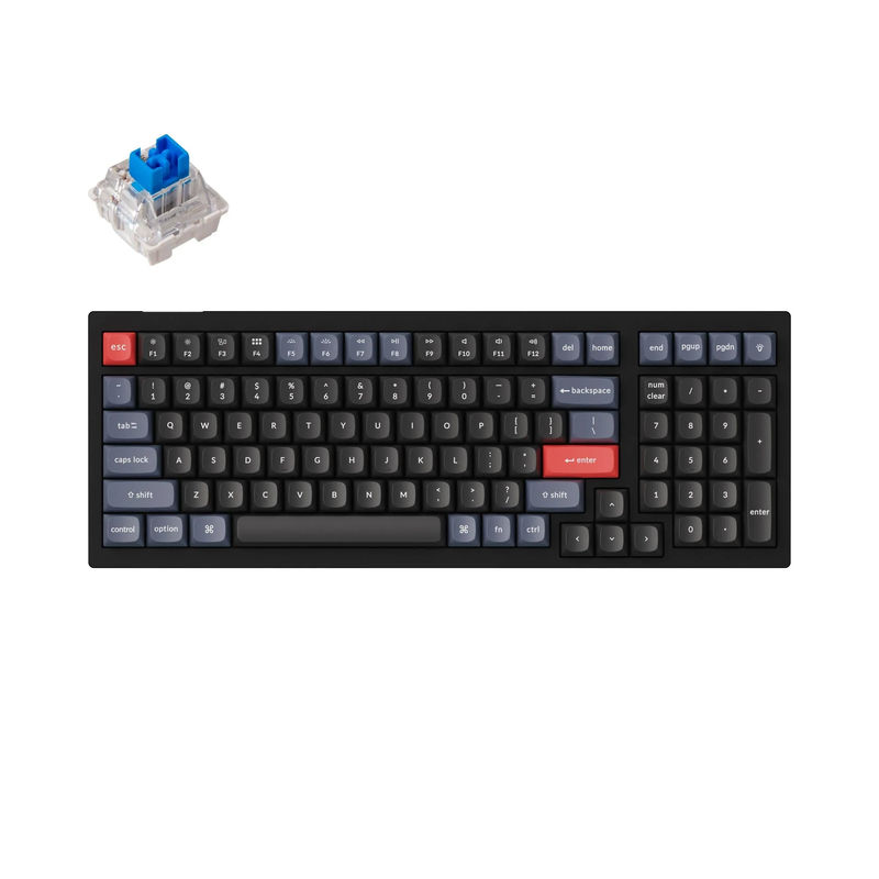 Keychron V5 QMK Custom Mechanical Keyboard - Type:Fully Assembled - Color:Carbon Black (Non-transparent) - Switches:Keychron K Pro Blue