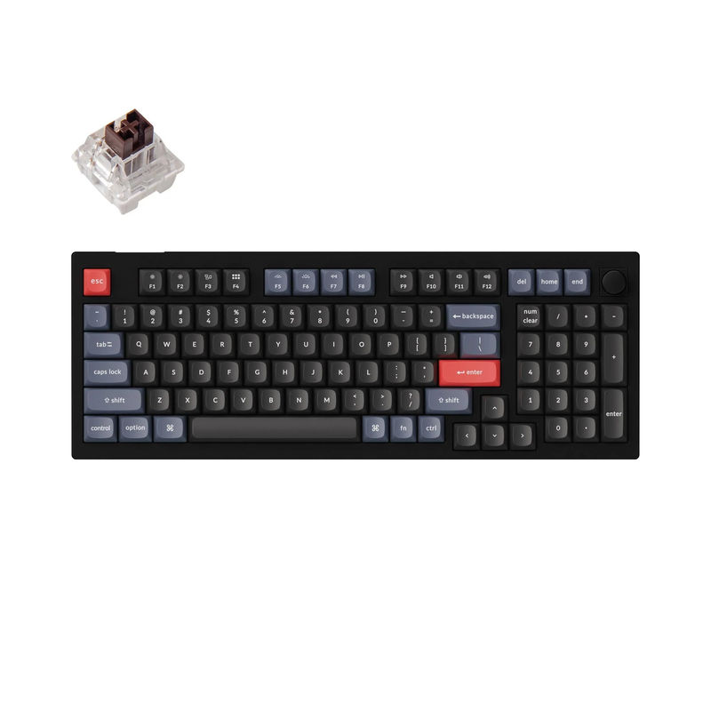 Keychron V5 QMK Custom Mechanical Keyboard - Type:Fully Assembled Knob - Color:Carbon Black (Non-transparent) - Switches:Keychron K Pro Brown