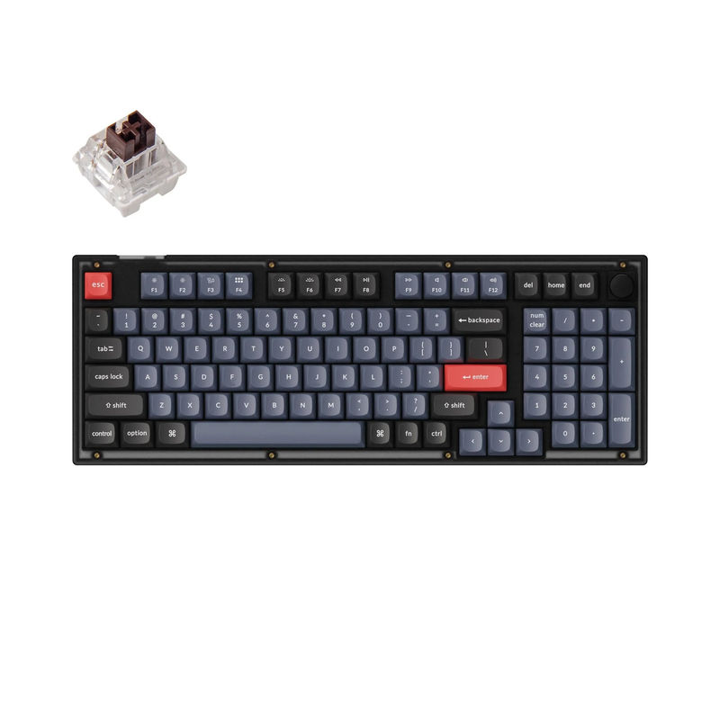 Keychron V5 QMK Custom Mechanical Keyboard - Type:Fully Assembled Knob - Color:Frosted Black (Translucent) - Switches:Keychron K Pro Brown