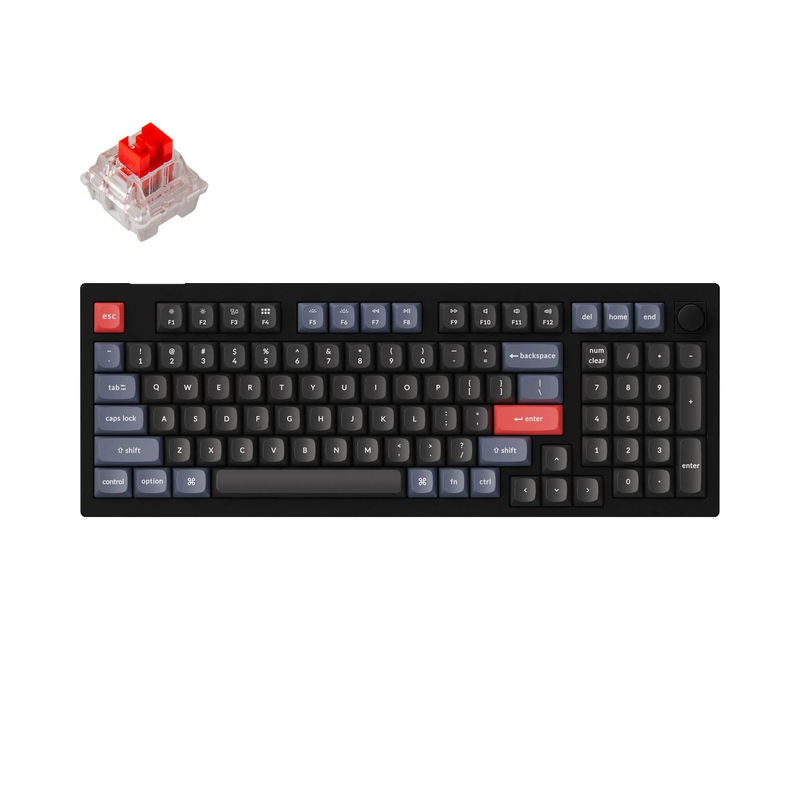 Keychron V5 QMK Custom Mechanical Keyboard - Type:Fully Assembled Knob - Color:Carbon Black (Non-transparent) - Switches:Keychron K Pro Red