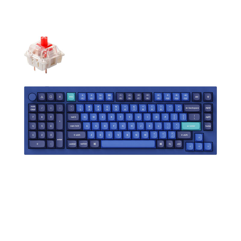 Keychron Q12 QMK Custom Mechanical Keyboard - Type:Fully Assembled Knob - Color:Navy Blue - A - Switches:Gateron G Pro Red