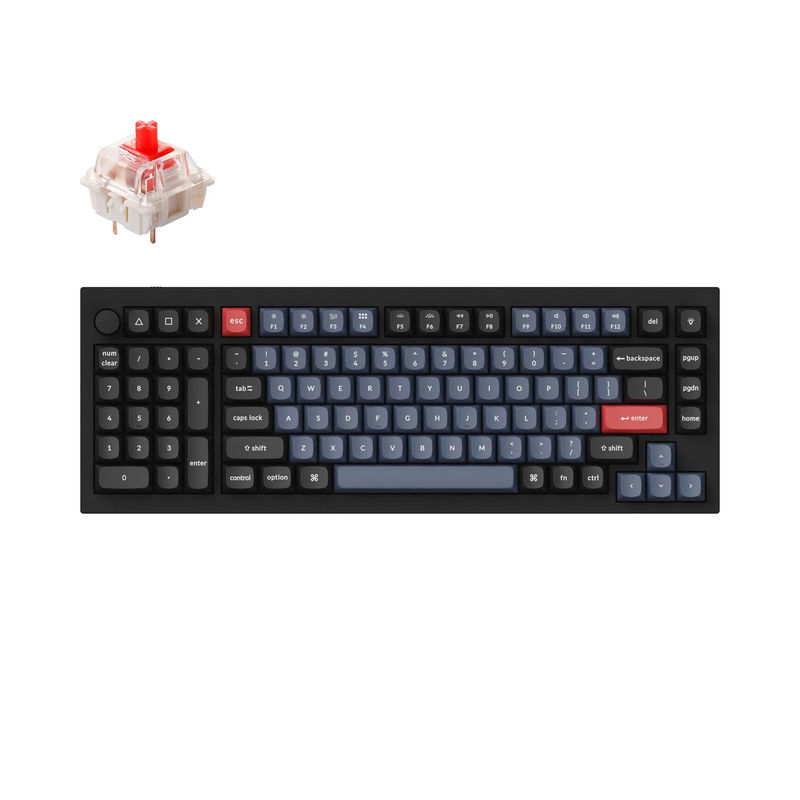Keychron Q12 QMK Custom Mechanical Keyboard - Type:Fully Assembled Knob - Color:Carbon Black - A - Switches:Gateron G Pro Red