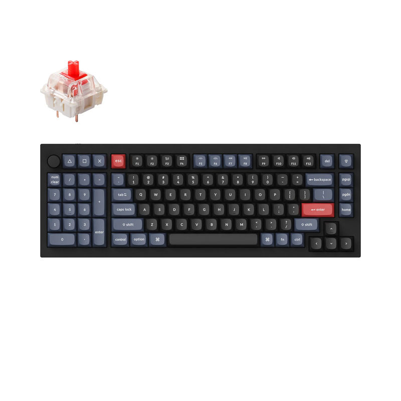 Keychron Q12 QMK Custom Mechanical Keyboard - Type:Fully Assembled Knob - Color:Carbon Black - B - Switches:Gateron G Pro Red
